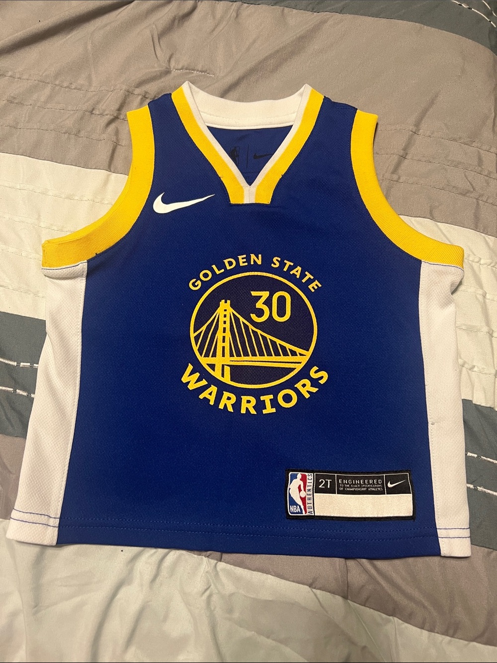 Nike Golden State Warriors Toddler 2T Jersey - Blue, Yellow & White